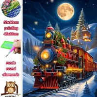 50x40cm Diamond Painting kerst trein (rond) nr 75