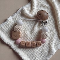 Gepersonaliseerde naam speen koord beertje lichtroze