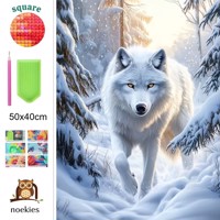 nr 23 Diamond Painting witte wolf 50x40cm (vierkant)