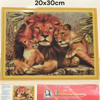 Diamond Painting set Leeuw met welpen 20x30cm