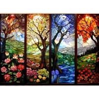 nr 22 Diamond Painting 4 seizoenen bomen 50x40cm (vierkant)