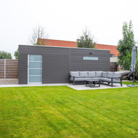 Strak tuinhuis Box-WPC in diverse standaard maten