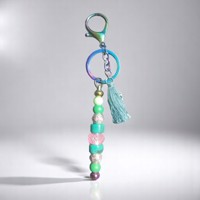 Sleutelhanger - tashanger metallic groen roze