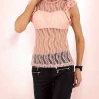 Emma & Ashley mouwloze kanten top roze M