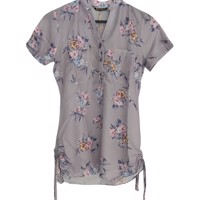 Metrofive bloemen tuniek shirt grijs S