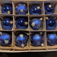 Kerstballen 6cm doorsnee, koningsblauw, drie verschillende