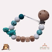 nr 14 noekies naam speenkoord dino turquoise wit