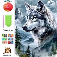 nr 21 Diamond Painting wolf 50x40cm (vierkant steentjes)