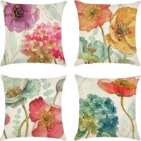 Set van 4 kussenhoezen pastel bloemen print 40x40cm
