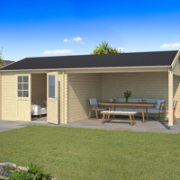 Blokhut met overkapping Octavio 680x380 Onbehandeld vuren