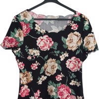 Stretchy T-shirt bloemen print L