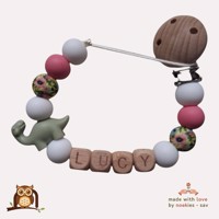 nr 7 noekies naam speenkoord dino langnek khaki roze wit blo