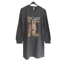 Sweat jurk strass steentjes grijs L/XL