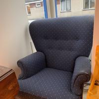 Retro donkerblauwe fauteuil