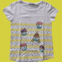 Glo-Story cupcakes t-shirt geel 116