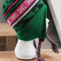 Kinder eskimo muts groen roze wit one size