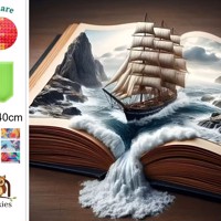 nr 16 Diamond Painting schip open boek 50x40cm (vierkant)