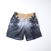 Zwembroek - zwem short beige zwart met palmbomen 1XL