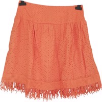 Drole de Copine rok gaatjes patroon oranje M/L