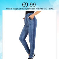 Holala legging blauw jeanslook met rits S/M - L/XL