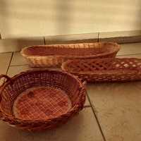 3x Partij broodmand stokbroodmand fruitmand vintage brocante