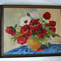 Kader met schilderij v. vaas en bloemen v. Delsemme v.1966