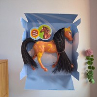 Little horse speelpaard camel bruin zwarte haren camouflage