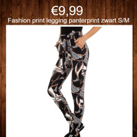 Fashion print legging panterprint zwart S/M