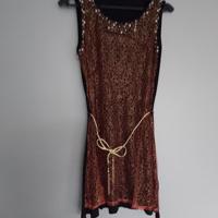 Metrofive stretchy glitter jurk rood met parels S/M