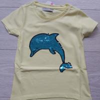 Glo-Story T-shirt geel dolfijn gliitter 104