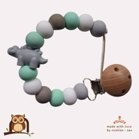 nr 15 noekies Speenkoord Dino grijs mintgroen