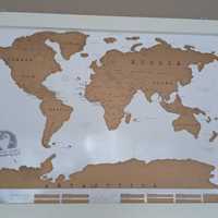 Wereldkaart Scratch map Deluxe of the World poster met lijst