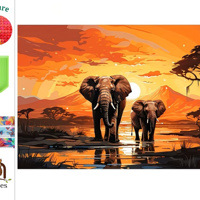 nr 61 Diamond painting olifanten 50x40cm (vierkant)