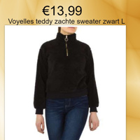 Voyelles teddy zachte sweater zwart L
