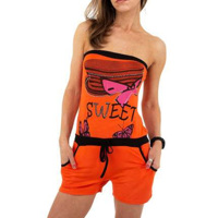 Playsuit offshoulder oranje XL