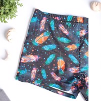 Dames zwemshort veren blauw oranje groen M