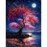 nr 38 Diamond Painting roze boom 50x40cm (vierkant)