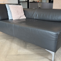 Chaise Longue - Montel - Leer Antraciet