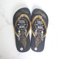 Teenslipper zwart goud met strass steentjes 33