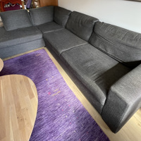 Hoekbank met chaise longue rechts dondergrijs  