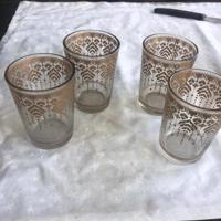 4 stuks nieuwe glazen bewerkt met gouden versiering