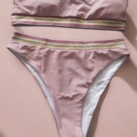 Bandeau bikini roze goud L