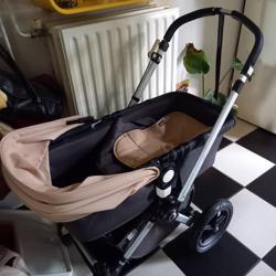Kinder/wandelwagen beige/zwart