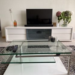 Tv meubel wit en glas moderne en strak 