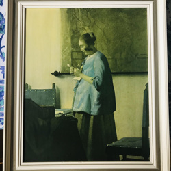 Reproductie schilderij Vermeer, gevernist, in lijst