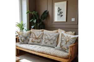 Set van 4 kussenhoezen vlinder grijs goud 45x45cm