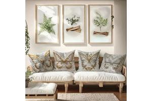 Set van 4 kussenhoezen vlinder grijs goud 45x45cm