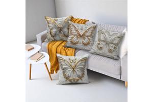 Set van 4 kussenhoezen vlinder grijs goud 45x45cm