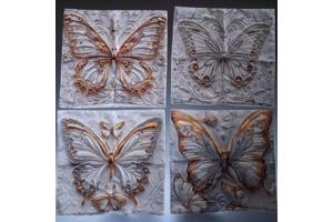 Set van 4 kussenhoezen vlinder grijs goud 45x45cm