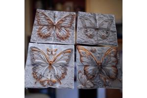 Set van 4 kussenhoezen vlinder grijs goud 45x45cm